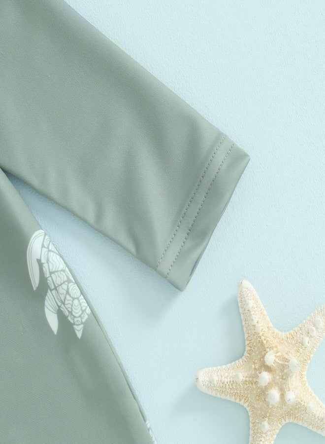 Socutebabe ملابس سباحة للأطفال الرضع والأولاد الصغار من Socutebabe، قطعة واحدة واقية من الشمس، ملابس سباحة بسحاب للأطفال حديثي الولادة مع قبعة (لون أخضر سلحفاة، 3-6 أشهر) - Image 5